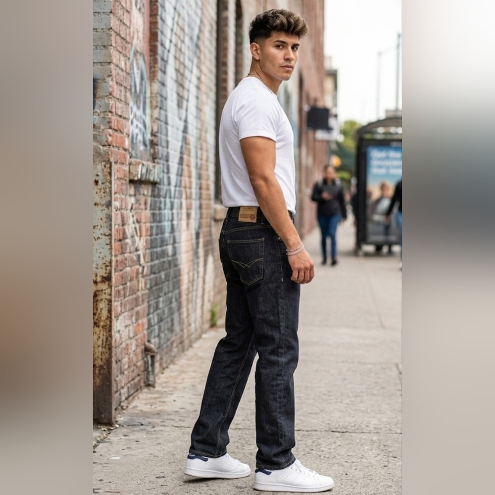 Kno-betta Men's Jeans Indigo Y2K Street Wear Baggy Fit.